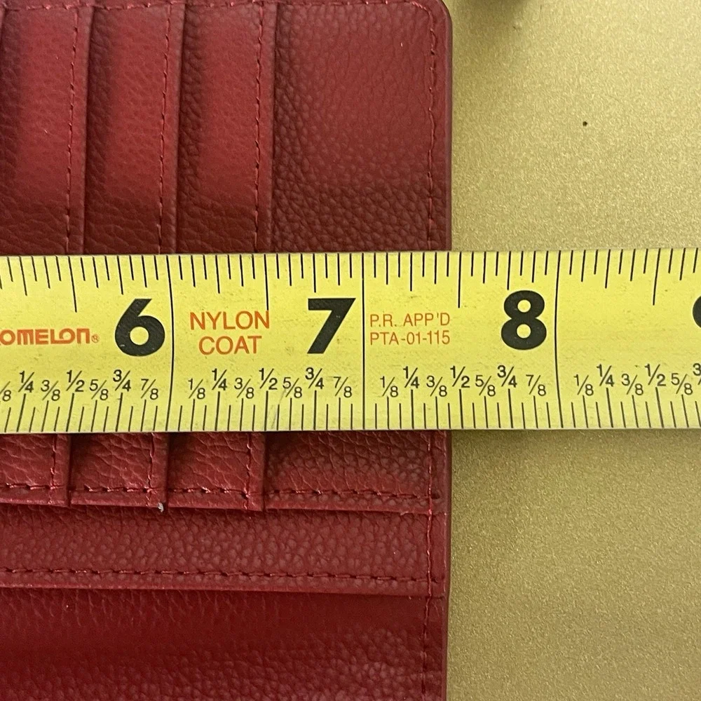 BVEYZI Red Leather RFID Protection‎ Wallet – Card Slots, ID Window, Coin Pocket
